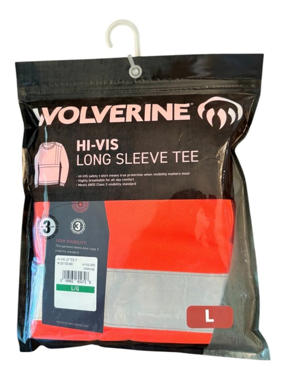 Wolverine Hi-Vis Long Sleeve Tee T-Shirt Orange ANSI Class 3 Reflective Taping